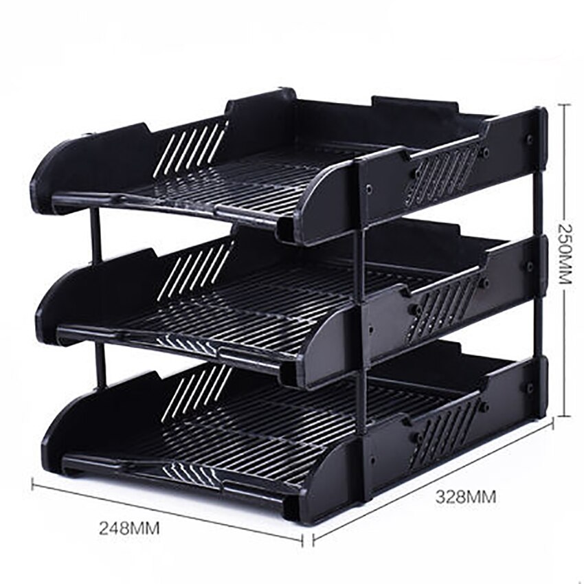 3-layer File Tray Mesh File Holder Stand Organizer Container Document Tray for Magazine Letter Paper Document Home Office Desk