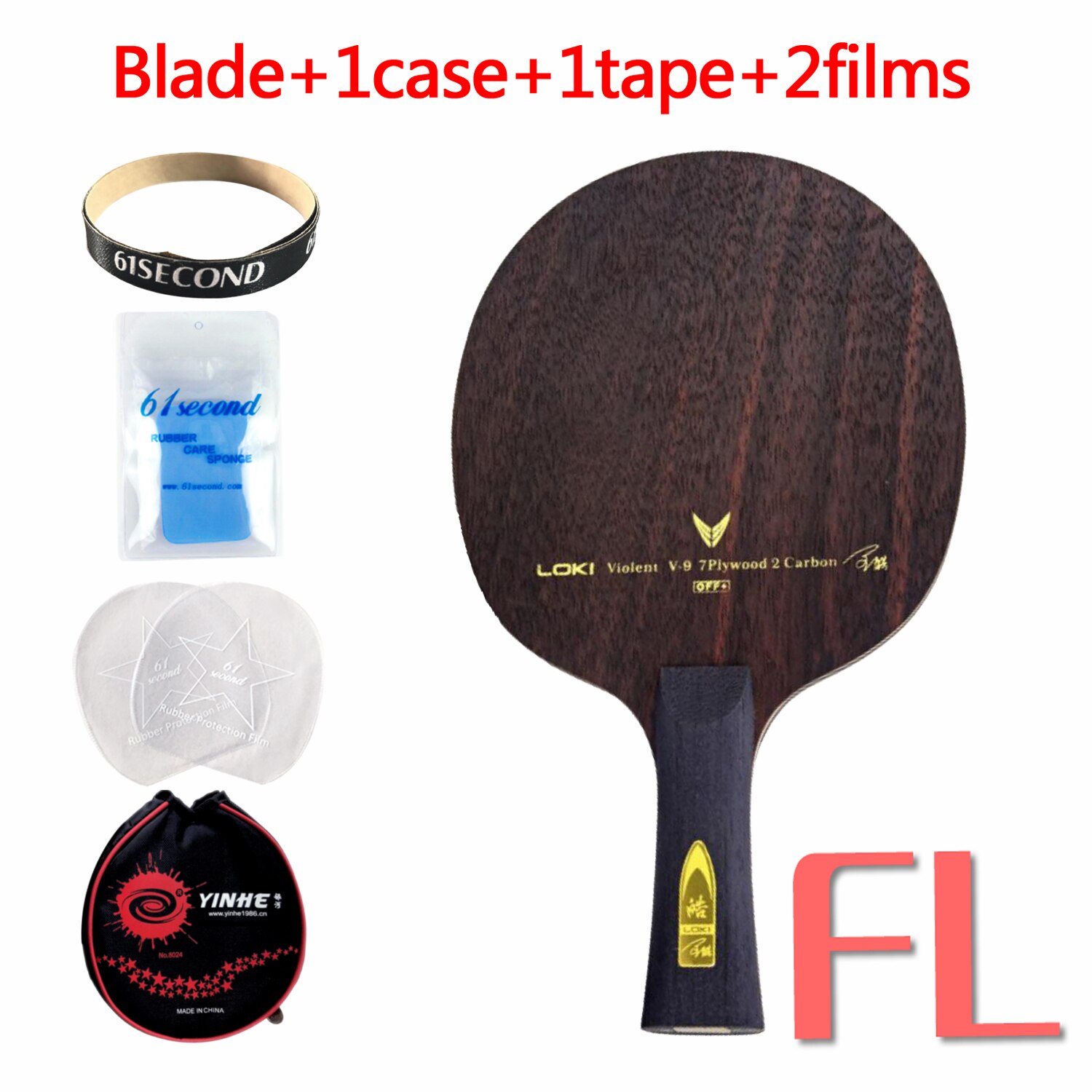 LOKI Violent 9 V9 Table Tennis Blade Racket (7+2 Ebony Carbon) Original LOKI WANG HAO V-9 Ping Pong Bat Paddle: FL with YBM case