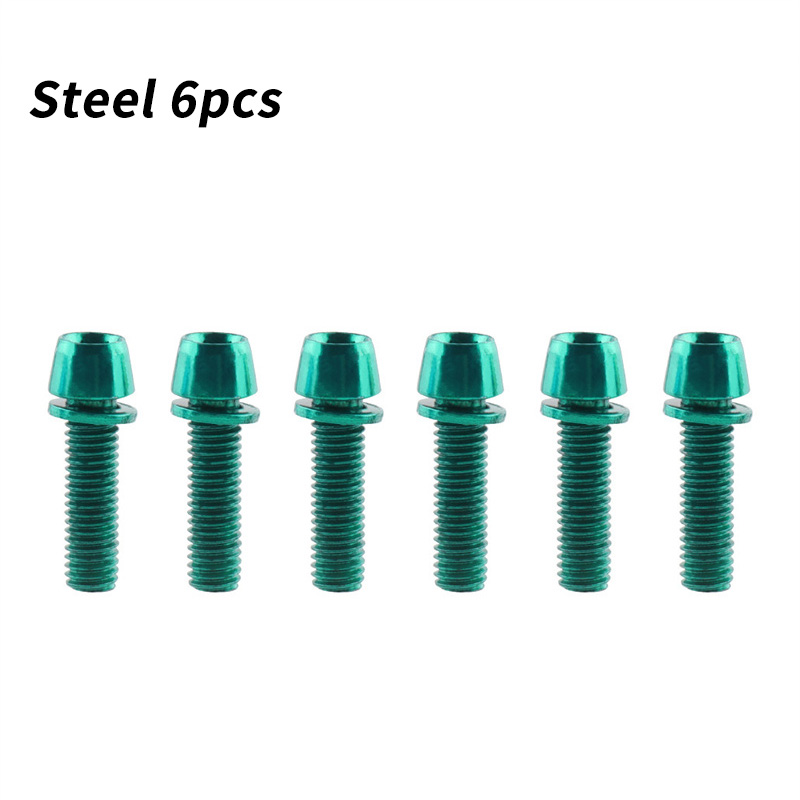 MUQZI 6 uds pernos de vástago M5x17mm tornillo de vástago de manillar de bicicleta con arandela MTB tornillo elevador de vástago de bicicleta de carretera: Verde militar