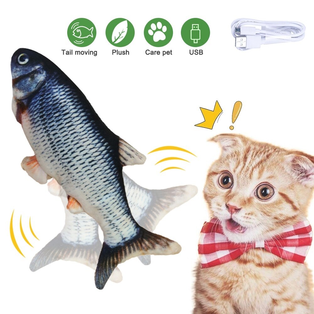 Drôle interactif animaux oreiller électrique Wagging poisson chat jouet cataire Kicker jouets mâcher morsure coup de pied électrique mobile poisson chat jouet réel