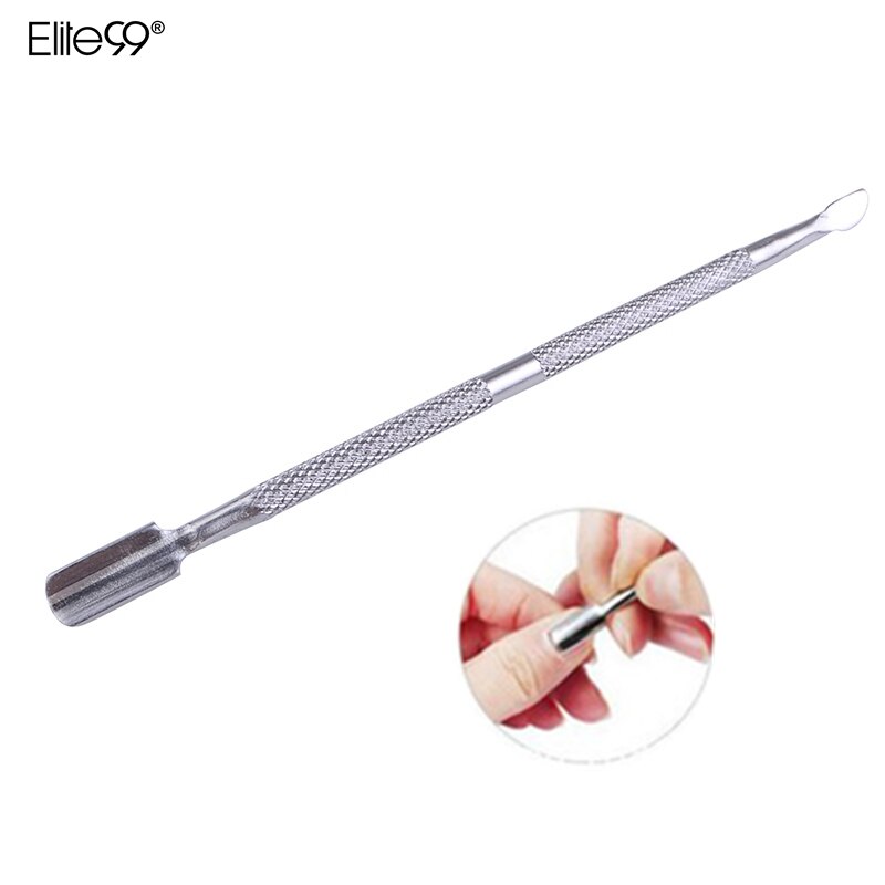 Elite99 Rvs Schoon Essentiële Cuticle Klassieke Nail Art Gereedschap 2 Kop Lepel Pusher Pedicure Manicure Beauty Accessoires