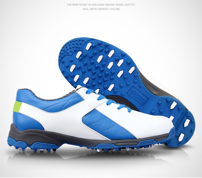 Neue Wasserdichte Golf Schuhe Männer Atmungsaktive draussen Sport Schuhe Anti-Schleudern Licht Gute Griff Komfortable Leder Golf Schuhe Plus größe: Blau / 9.5