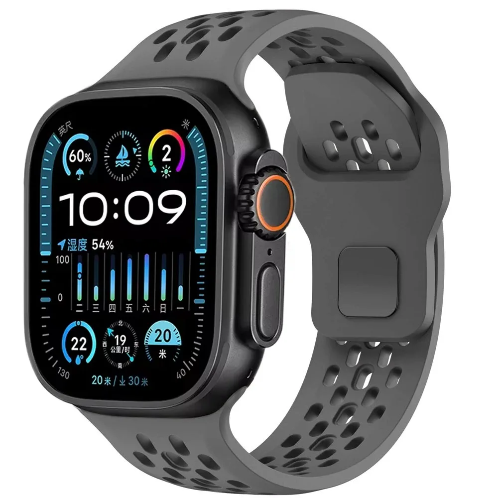 Sports silikonerem til apple watch band 46mm 45mm 44mm 42mm 49mm 41mm 40mm armbånd iwatch serie 10 ultra 9 8 7 6 5 4 se: Sort hvid / 12mm