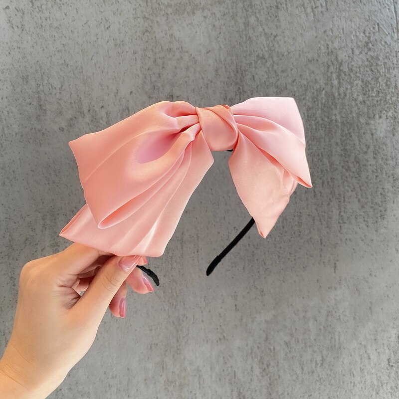 Pinces à cheveux en Satin, 1 pièce, gros nœud papillon à deux couches, épingle à cheveux, accessoires pour femmes, bandeaux de coiffure: Headband Nude