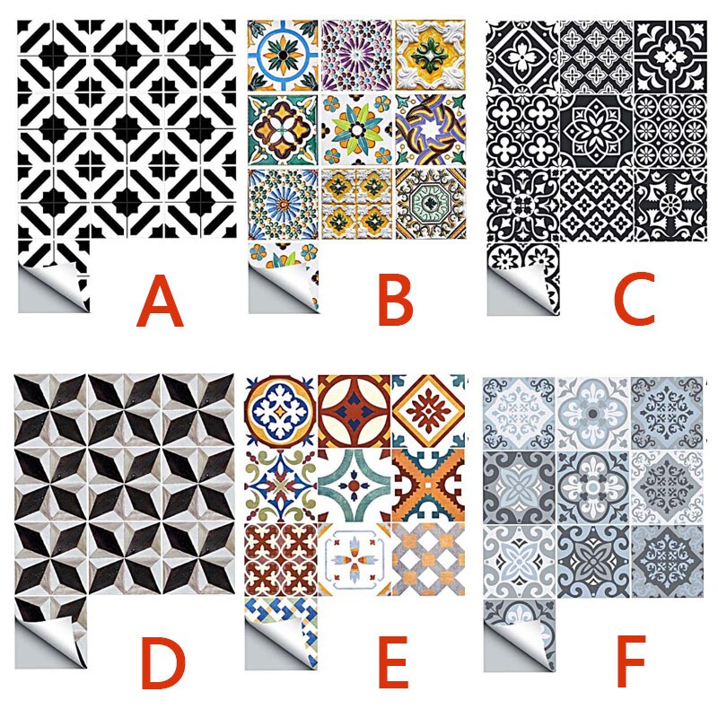 10Pcs Thuis Pvc Tegels Stickers Muursticker Retro Decor Waterdichte Keuken 15*15Cm Thuis Badkamer Keuken december