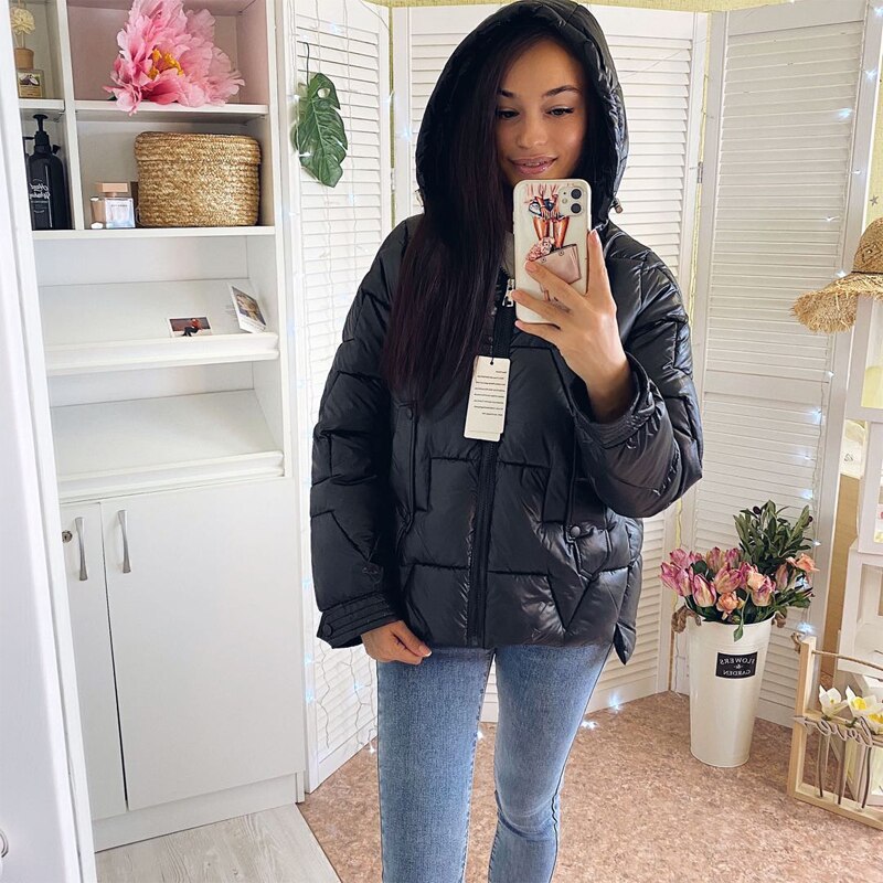 Kvinner vinterjakke parkas ungdom slank hette dame parkas jakke casual street varm høst vinterjakke jakke