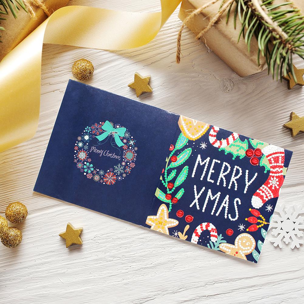 5D Diy Speciale Vormige Diamant Schilderen Kaart Kerst Xmas Verjaardag Festival Card Kerstman Ansichtkaarten 4/8 /12 Pcs