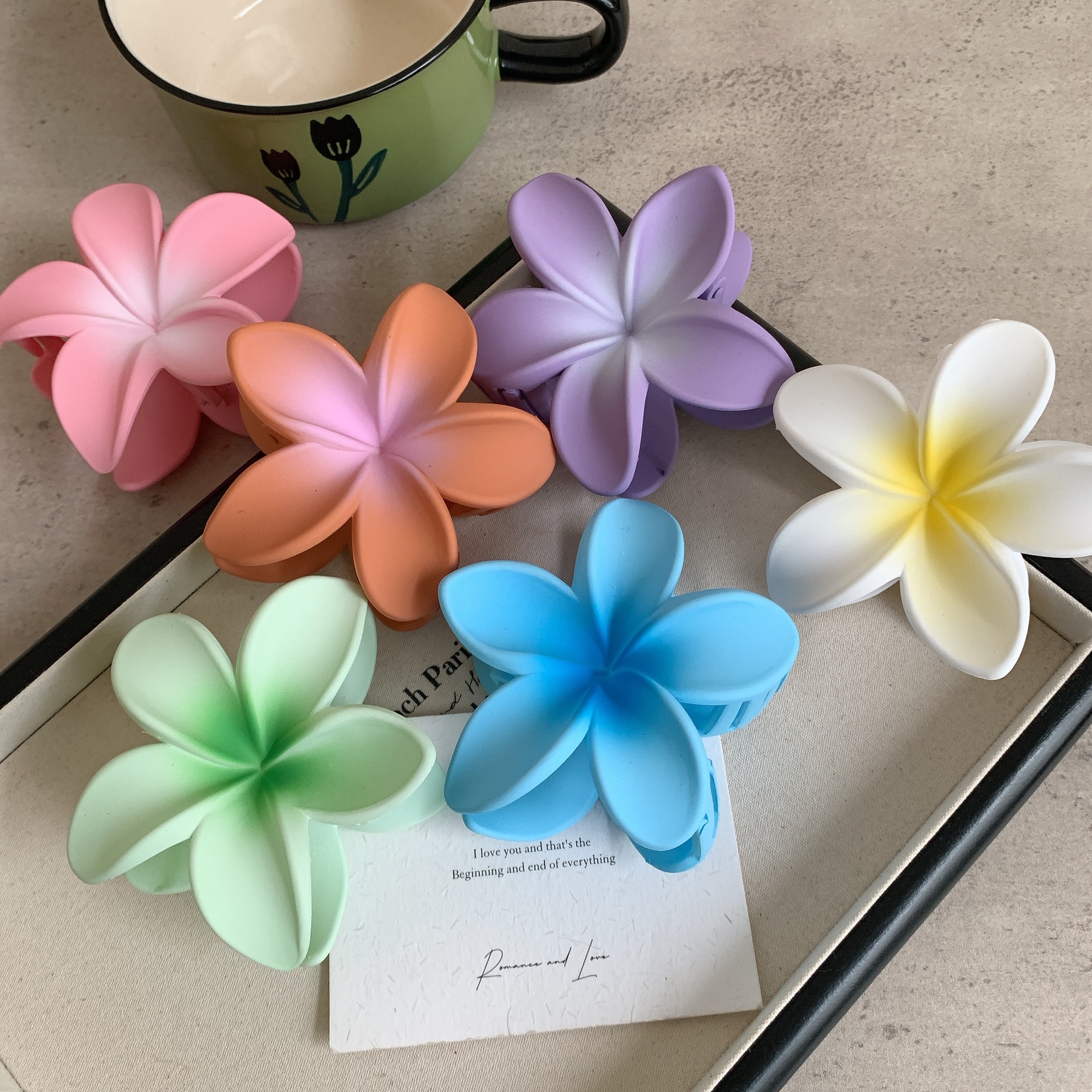 Pinza para el pelo con forma de flor de huevo esmerilado para mujer, pasadores de horquilla de tiburón, soporte para cola de caballo, accesorios para la cabeza Glamp para el pelo de playa y verano