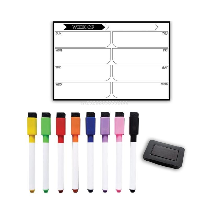 Soft Magnetic Whiteboard Fridge Magnet Reminder Week Month Grocery List Notepad for Home Refrigerator Office Workspace: Weekly