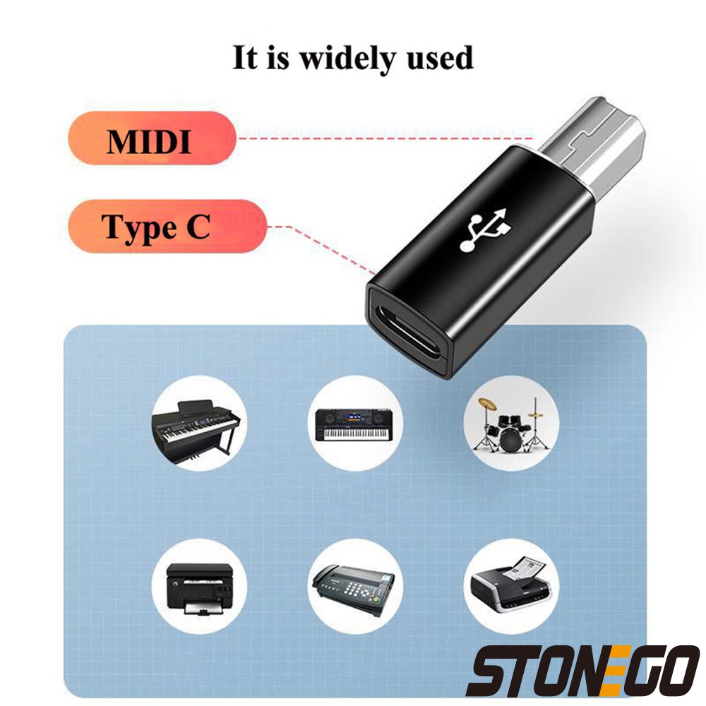 STONEGO Multifunktionaler Typ-C-zu-USB-Konverter aus Aluminiumlegierung für elektronisches Musikinstrument, Laptop, Drucker