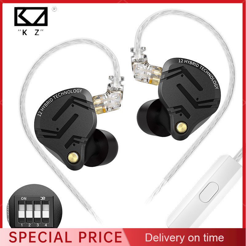 Kz  zs12 pro x metalen oordopjes 1dd+5ba hybride hifi bas in-ear monitor koptelefoon muziek sport noise cancelling headset