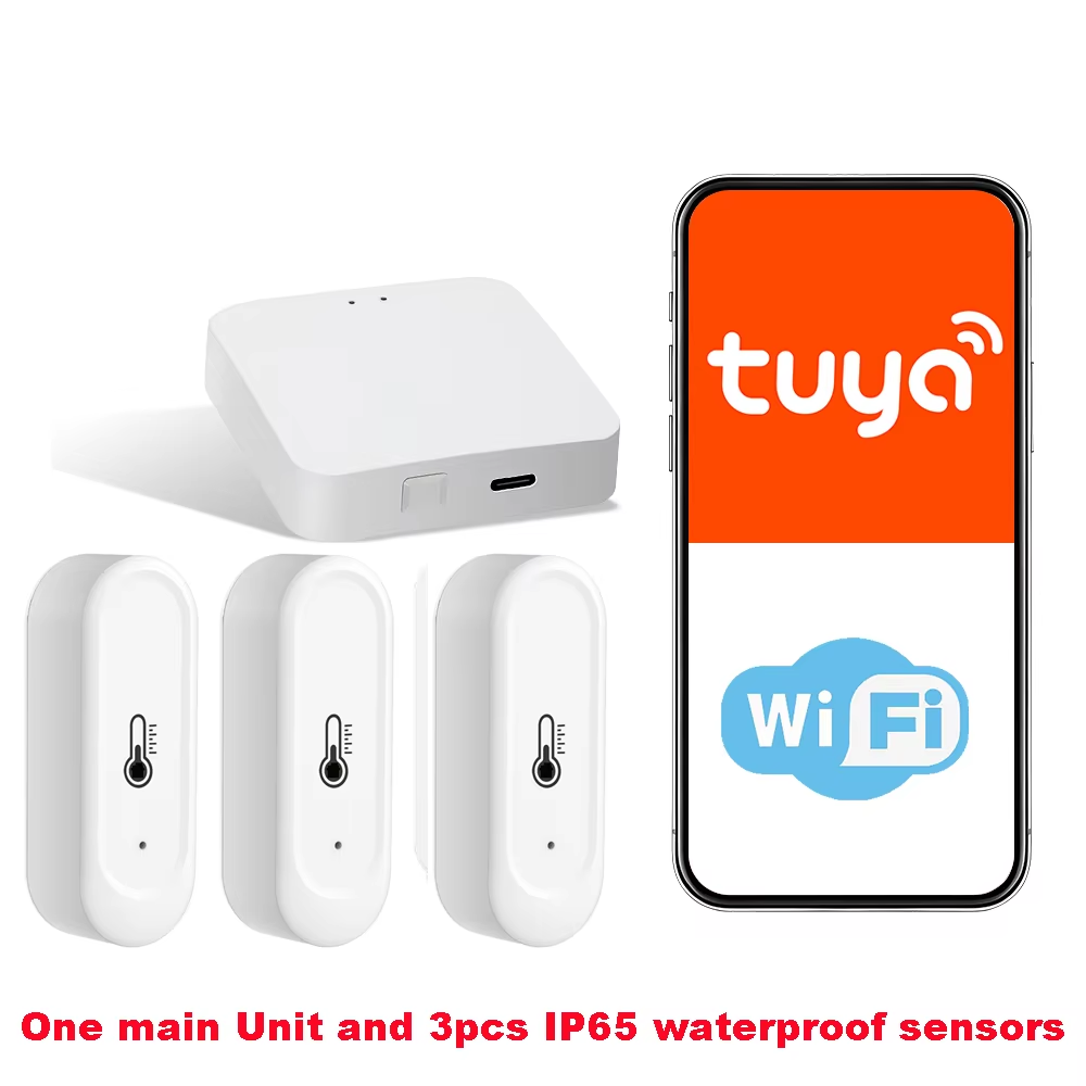 Tuya-estación meteorológica WIFI RF433, Kit de termómetro inalámbrico, Sensor de temperatura y humedad interior, monitoreo remoto de teléfono: Rojo