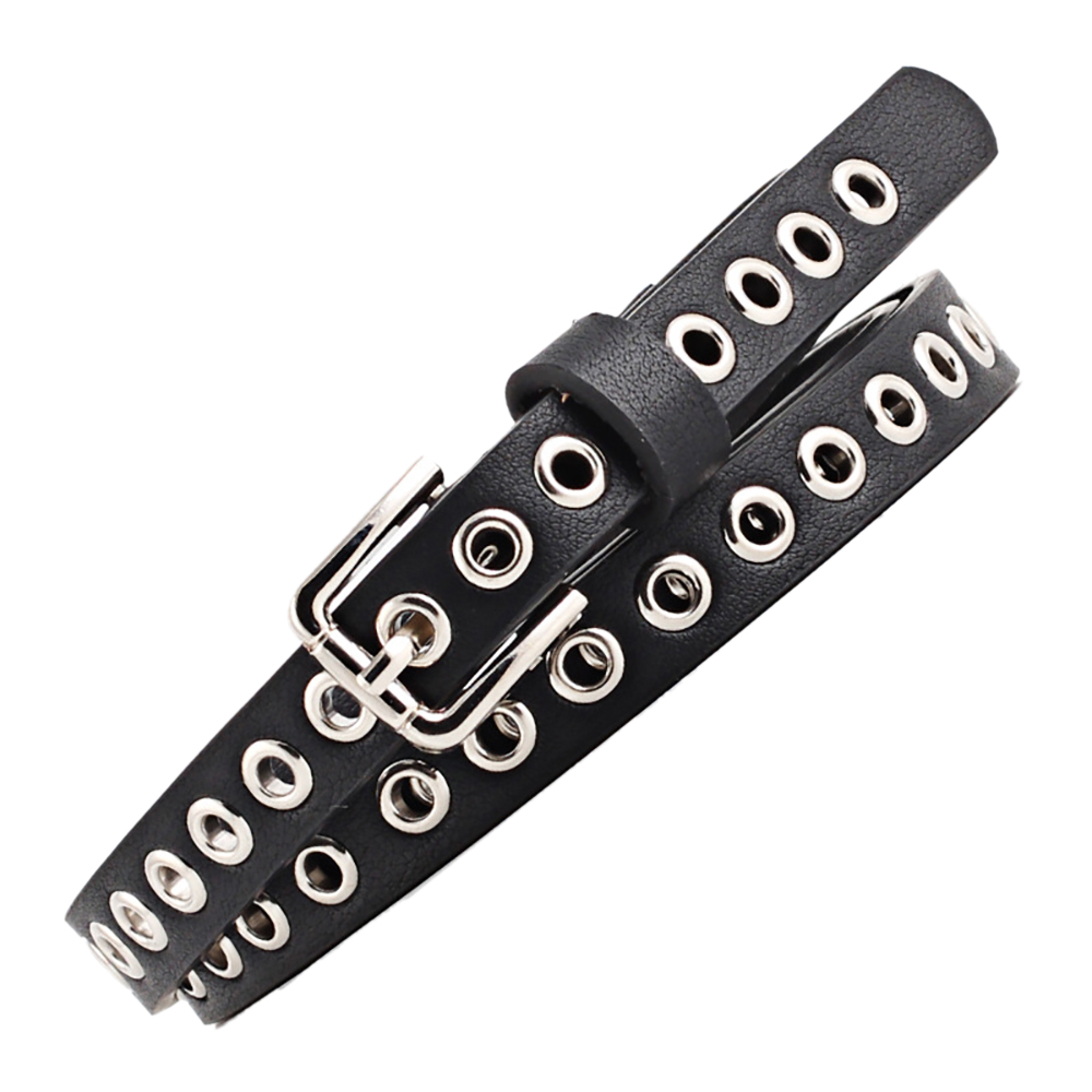 Ceinture avec trous ceinture femme bracelet en cuir PU ceinture mince ceinture féminine accessoires ceinture femme noir blanc rouge