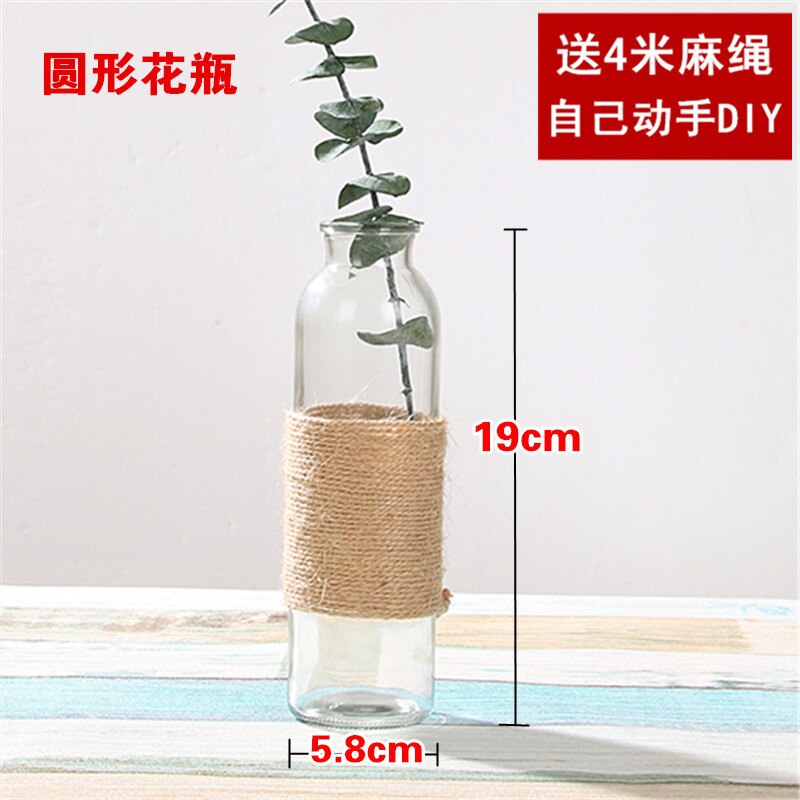 Jarrón de vidrio transparente , florero moderno minimalista hidropónico nórdico, adornos para el hogar, florero de flores secas: E-without flowers