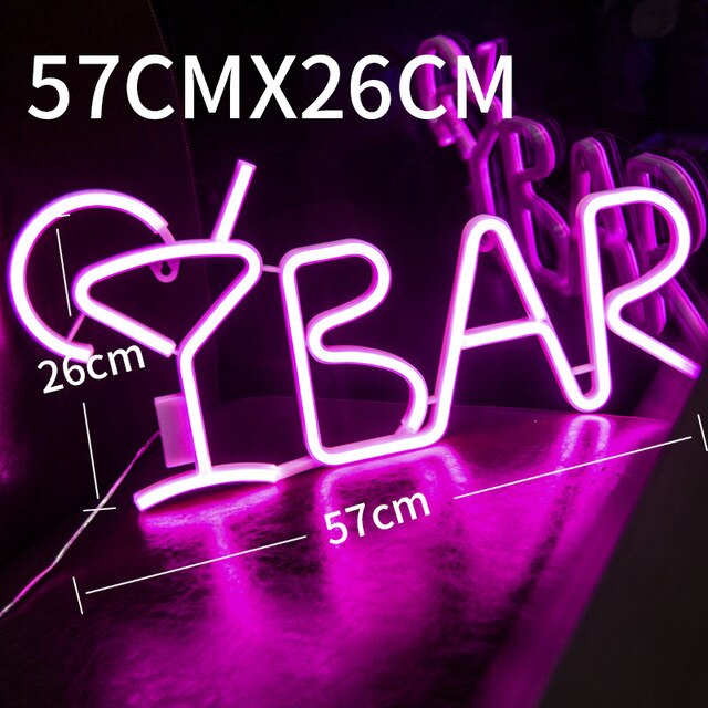 Led Bar Neon Sign Light Art Decor Neon Lamp Tube With Remote Contral For Party Bar Ktv Home Room Wall Decorative Night Lamp: Pink