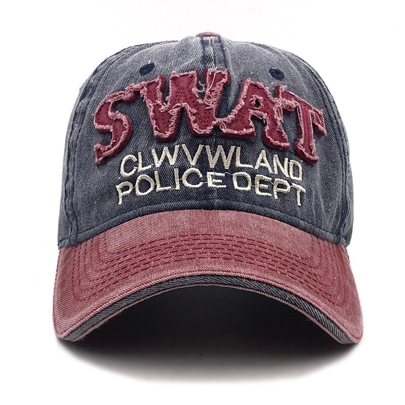 Baseball cap swat hatte til mænd kvinder mærke snapback hætter mandlig vintage vasket bomuld politi broderihætter knogle far hat: C4