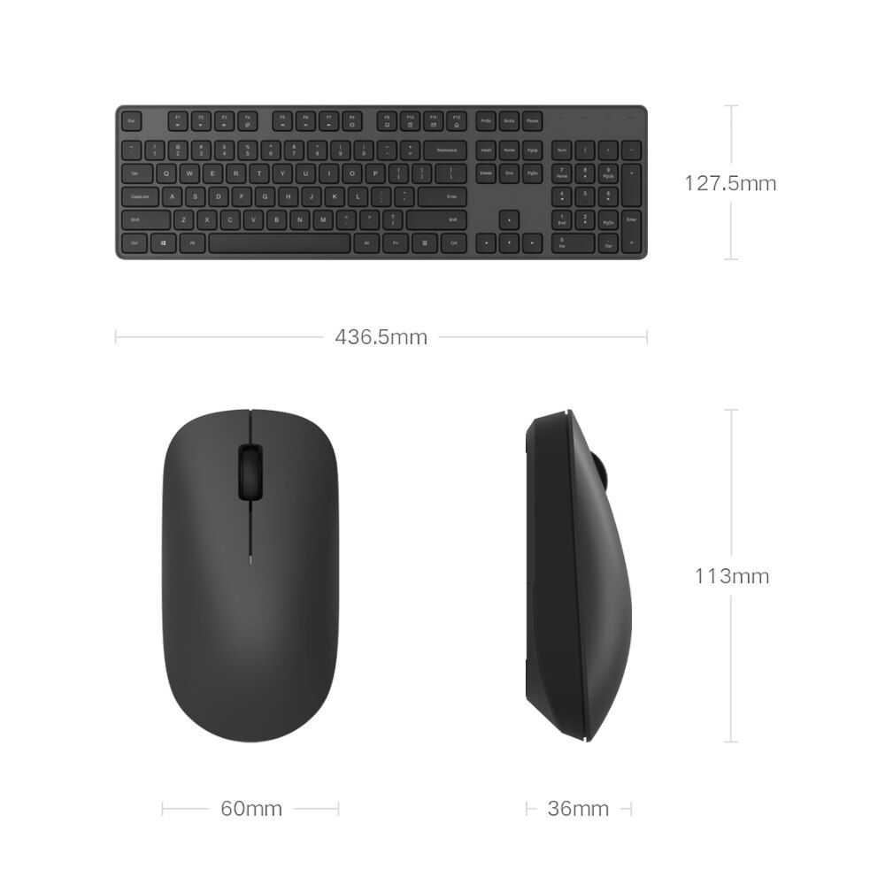 Xiaomi Mi Wireless Mouse Keyboard Set 2.4GHz 1000DPI Portable Mouse 104-key Keyboard Office Computer Tool