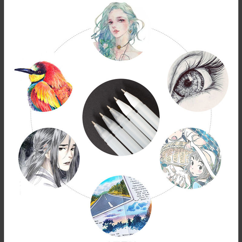 3 pezzi penna gel inchiostro bianco evidenziatore pennarello punta bene 0.8mm per cancelleria per studenti disegno arte scrittura materiale scolastico