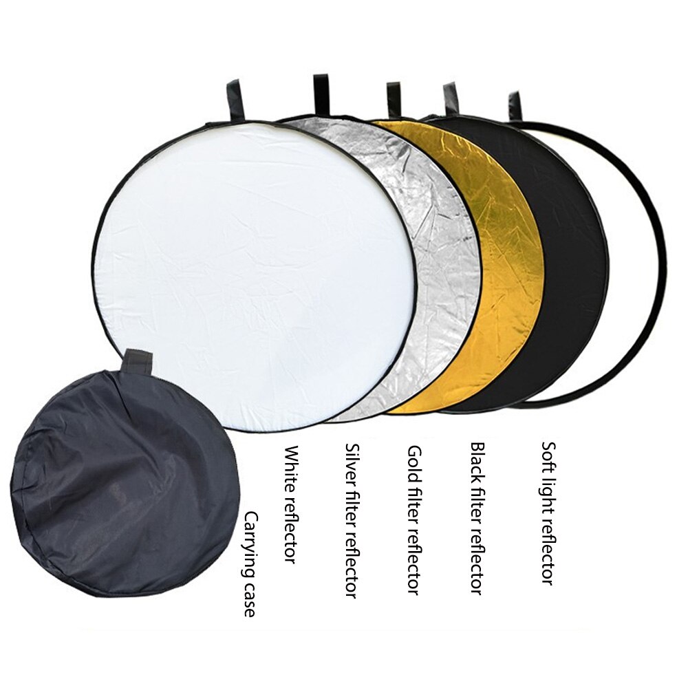 43 ''110 cm 5 in1Portable Inklapbare Ronde reflector GdBaMa Fotografie Wit Silivery Reflector voor Studio Multi Photo Diffuers