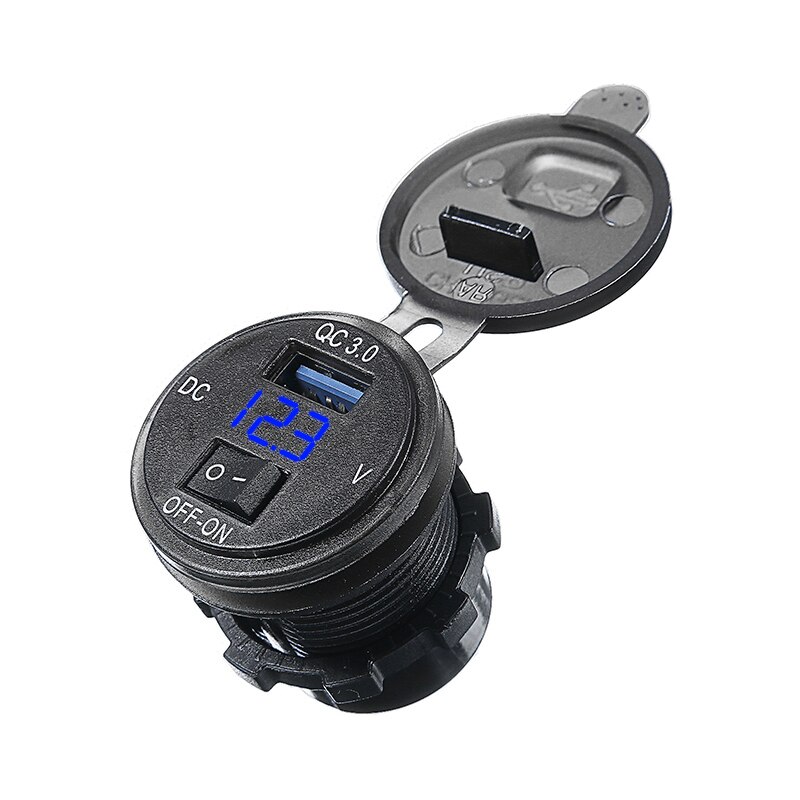 QC3.0 Usb Autolader Stopcontact Led Digitale Voltmeter Met Aan/Uit Schakelaar Snel Opladen Universele Auto Truck Opladen socker