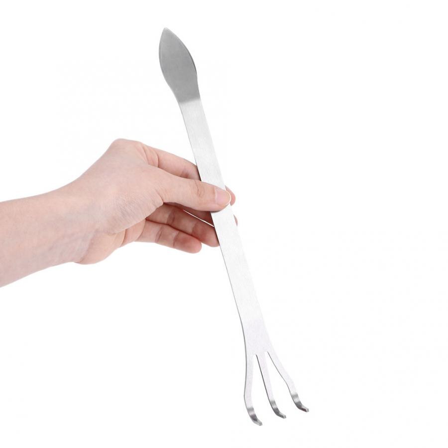 Stainless Steel Root Rake 3-Prong Loosen Soil Rake Spatula Bonsai Tree Tool Flower Plant Gardening Tool With Ergonomic Handle