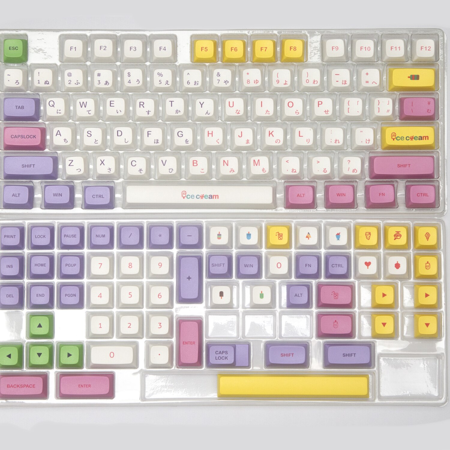 135 Toetsen Ijs Thema Keycaps Xda Profiel Pbt Dye Sublimatie Toetsenbord Keycap Voor Mx Schakelaar 61/64/68/87/96/104/108 Toetsenbord: Ice cream Japanese