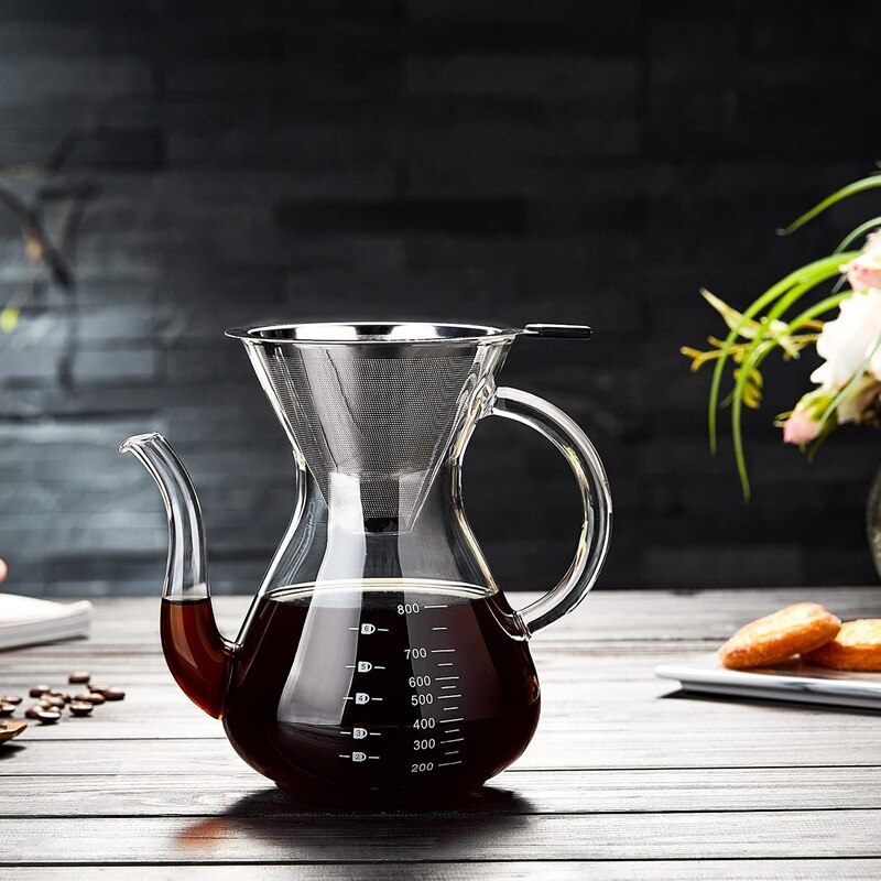 Pour over Coffee Maker, Glass Coffee Pot, Manual Coffee Dripper Brewer, Coffee Pour Over, Pour over Coffee Dripper
