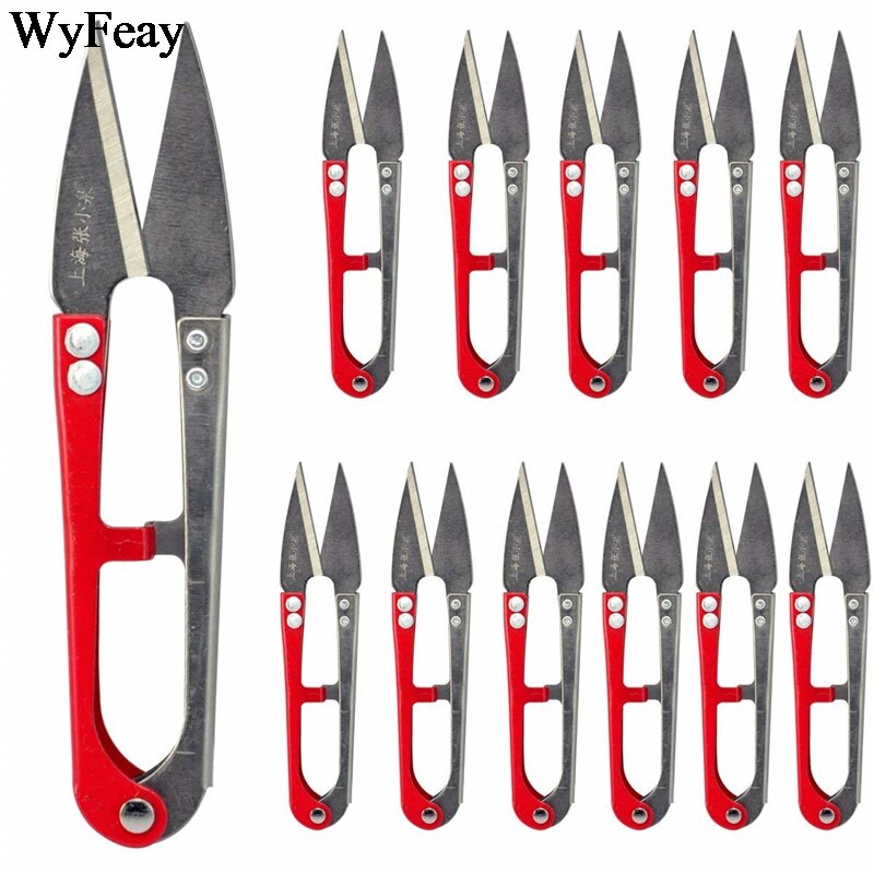 12Pcs/Lot Sewing Scissors U Shape Zigzag Scissors Sewing Embroidery Thrum Yarn Shears Metal Scissors Needlework Fabric Supplies