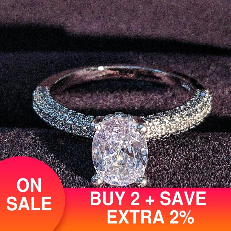 Meilleure de luxe ovale 925 en argent sterling bague de mariage ensemble pour les femmes dame anniversaire bijoux moonso R5219