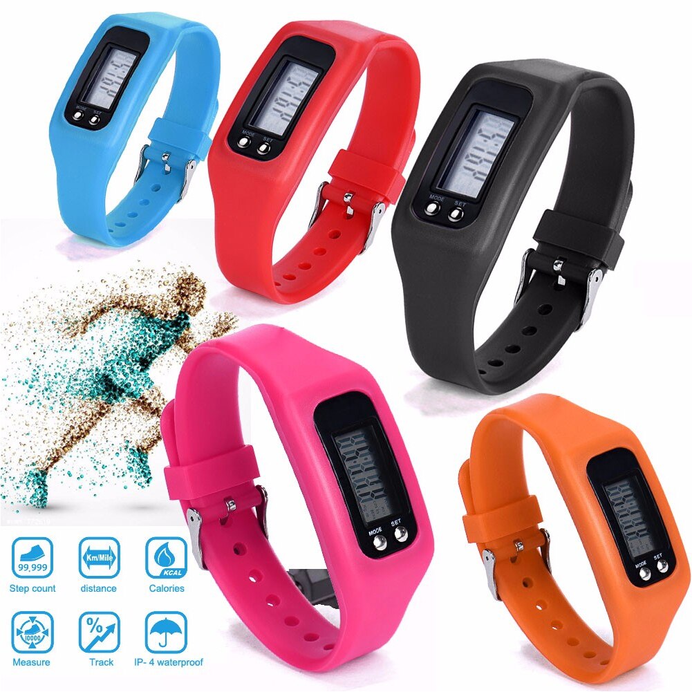Silicone Pedometer Watch Environmental Protection Walking Distance Counter LCD Sports Bracelet