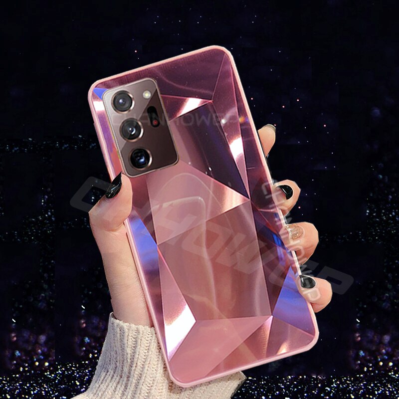 Do Samsung Galaxy Note 20 Ultra Case Glitter 3D pryzmat diamentowe lustro etui na telefony do Galaxy Note20 Note 20 miękka krawędź tylna okładka: Galaxy Note 20 / Różowy