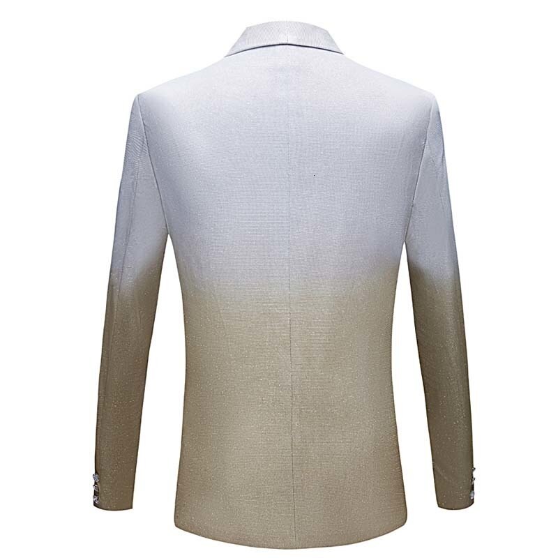 Pyjtrl herr gradient färg glänsande guld silver slim fit kavaj scen sångare kostym jacka bröllop brudgum bal smoking kostym
