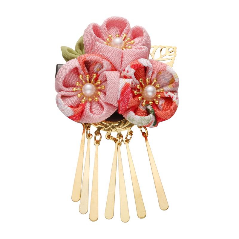 Japanese Style Hair Clips Hair Flower Shaped Barrette Headdress Kimono Accessories Red: As Shown 1