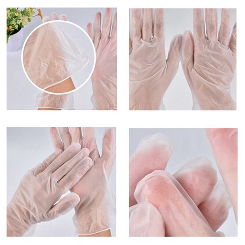 100 wegwerphandschoenen van latex, wit, antislip, zuur- en alkali-laboratoriumrubber, latex handschoenen, schoonmaakmiddelen voor huishoudelijk gebruik