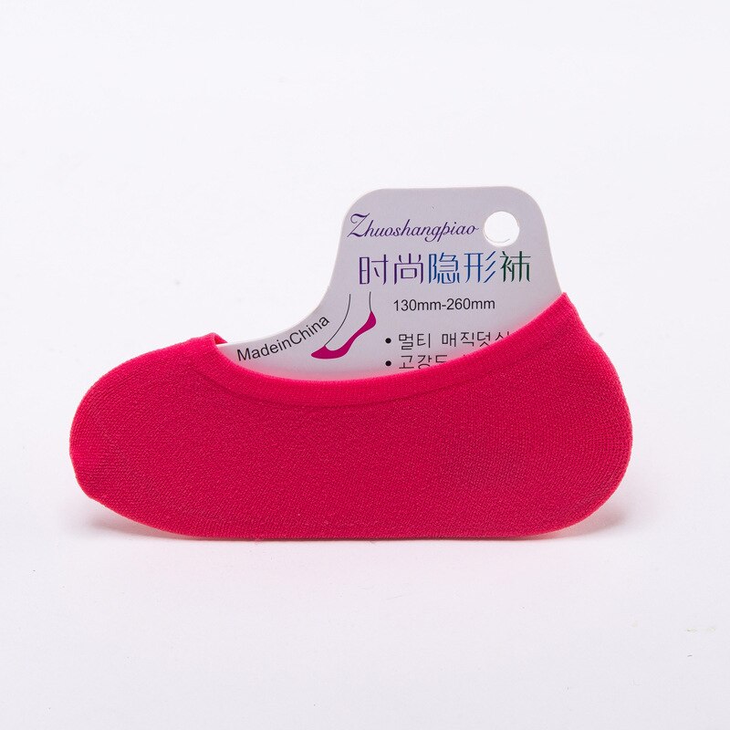 Sokketøfler kvinner fast usynlig silikon anti-skli sommer pustende tøyelig deodorant dame myk tynn enkel: Rød 2