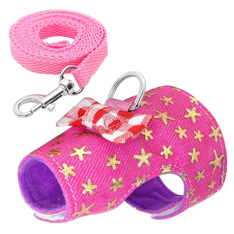 Kleine Huisdier Konijn Hamster Bowtie Gestreepte Ster Harnas Vest Leash Trekkabel voor Baby Fretten Huisdier Ratten Strik Borstband: XS / GRIJS
