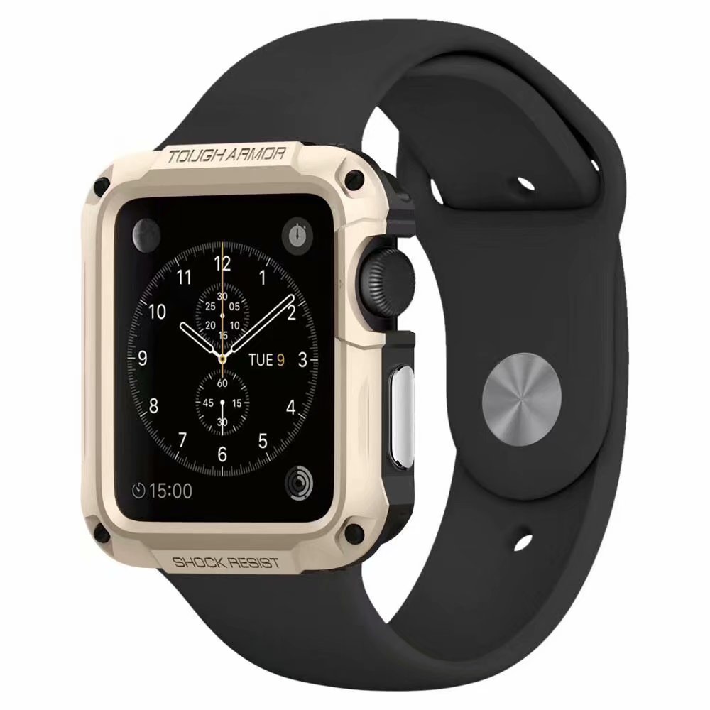 Case For Apple Watch 42mm 38mm 40mm 44mm Shock-Resist Cover with 360 Full Screen Protector Builtin for iWatch 5 4 3 2 1: Gold / 42MM