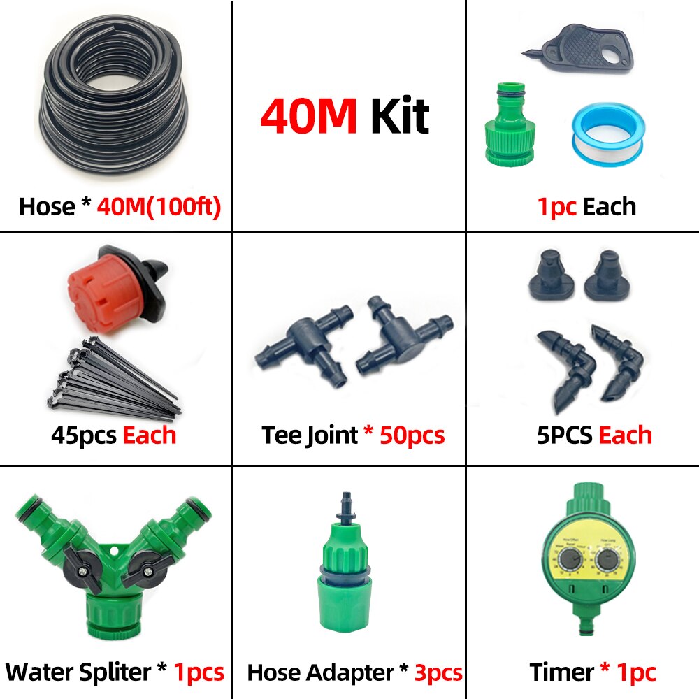 10-50M Smart Garden Watering Sysytem Automatic Self Drip Irrigation System For Greenhouse Watering Kit Timer Adjustable Drippe: 40M