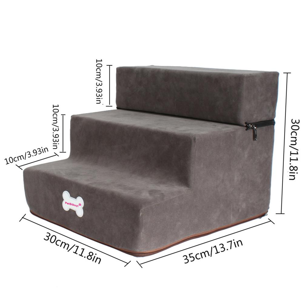 Escalier à 3 Marches pour Petit Chien et Chat, Rampe, Échelle Anti-Alde, 30cm, Fournitures pour Animaux de Compagnie: GRIS