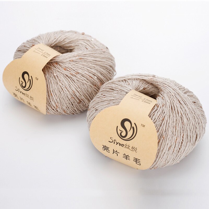 Ovillo de 50g de lana de lentejuelas para estambre, hilos algodón para ganchillo tejido a mano, hilo para DIY, suéter, sombrero, bufanda QW070