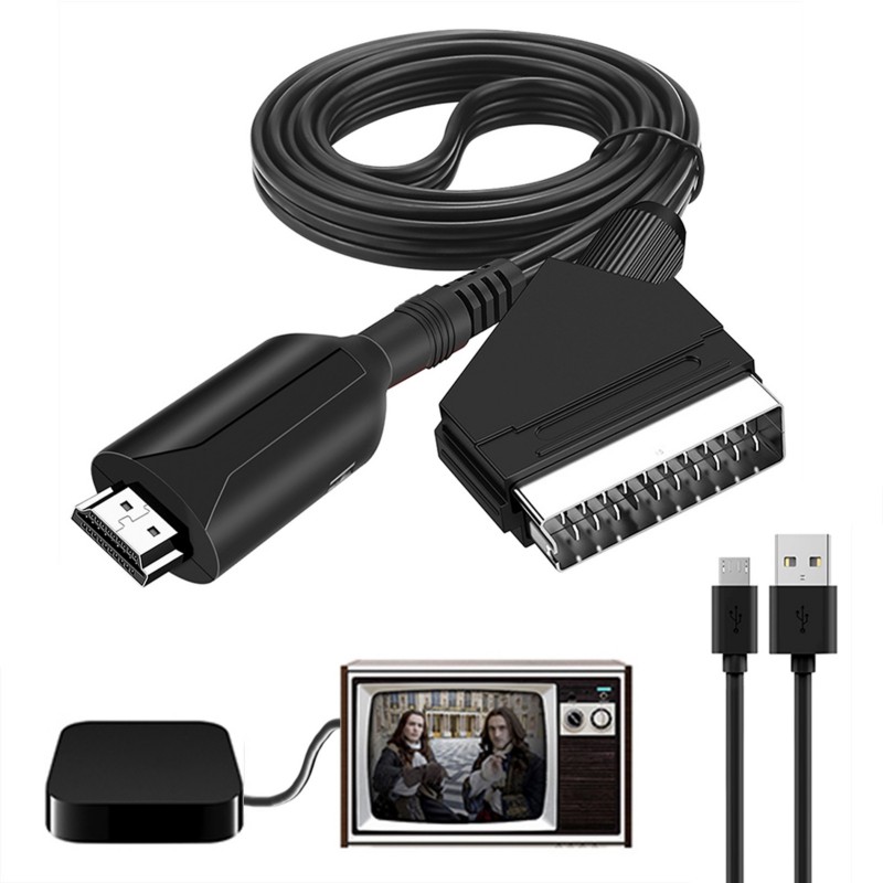 Hdmi-kompatibel till scart-adapter video- och ljuduppgraderingsomvandlare pal/ntsc för hd-tv dvd-box signaluppgraderingsomvandlare tillbehör