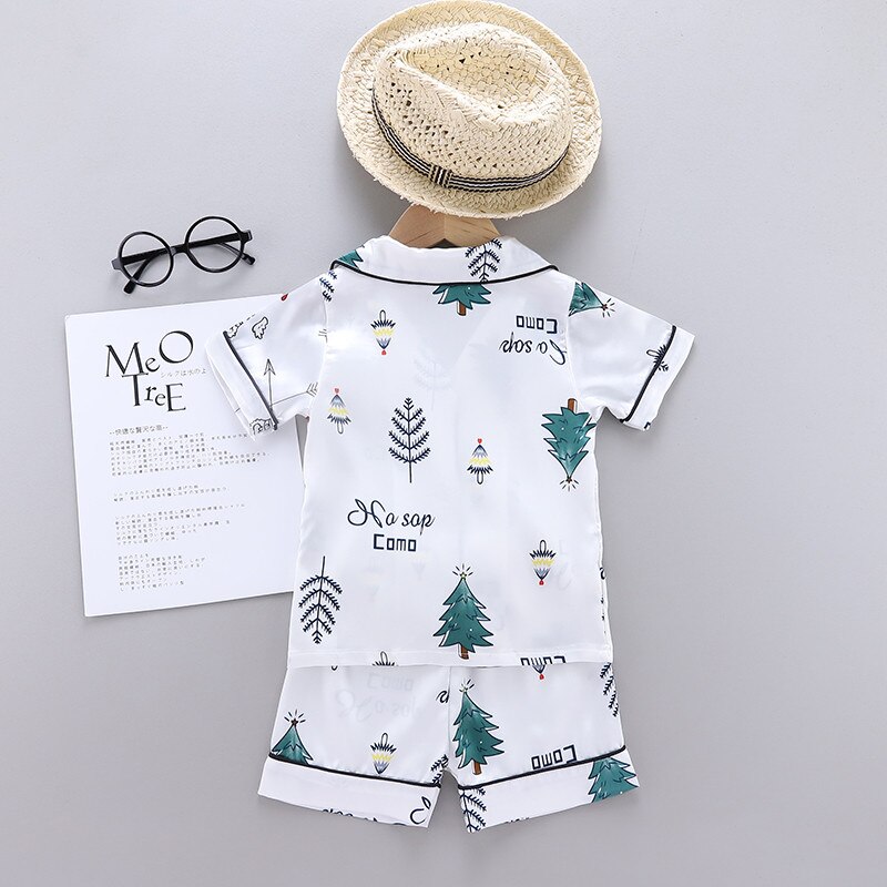 Zomer Peuter Kids Jongen Meisje Nachtkleding Pyjama Set Korte Mouw Bloemenprint Shorts Homewear Soft Kleding Slapen