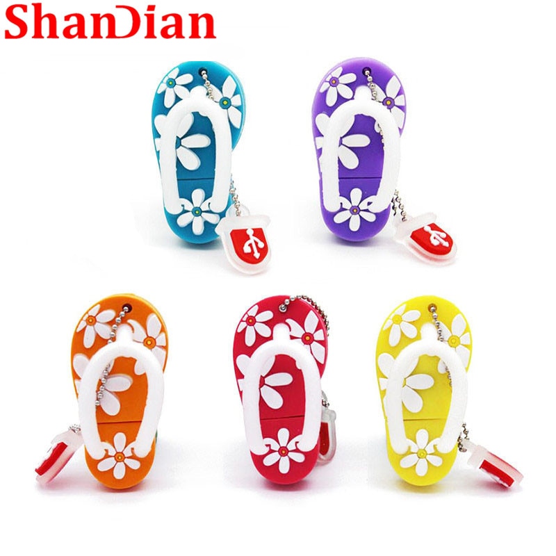 SHANDIAN Estate mini Slipper USB Flash Drive scarpa pen drive Regalo Bello del fumetto pendrive 4GB/32GB/64GB usb del bastone del regalo di Modo