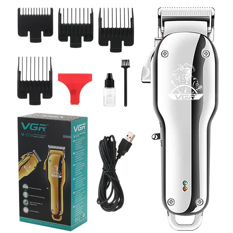 Vgr Professionele Tondeuse Kapper Cutters Elektrische Draadloze Tondeuse Gold Alle Metalen Haar Snijmachines V-678: Silver Boxes