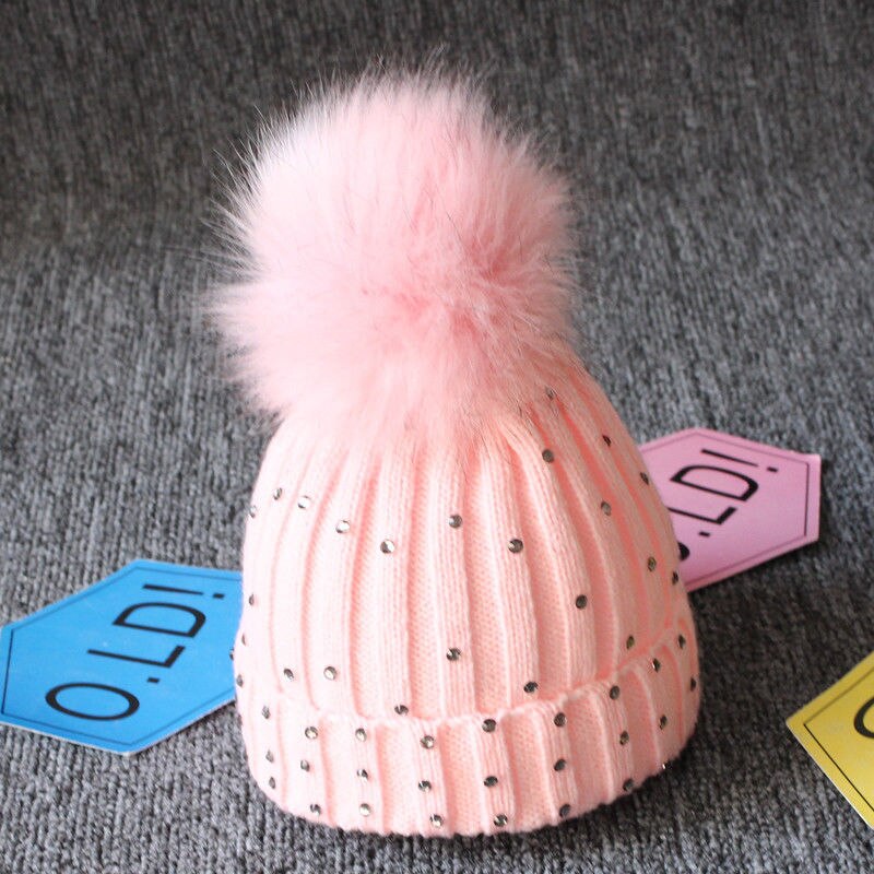 Gorro para crianças pudcoco, gorro quente de inverno para meninas e meninos: Rosa