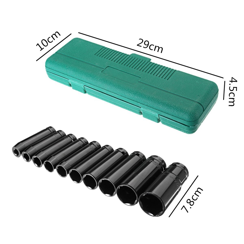 Drive Deep Impact Socket Set 1/2 inch Heavy Metric Garage Tool For Wrench Adapter Hand Tool Set