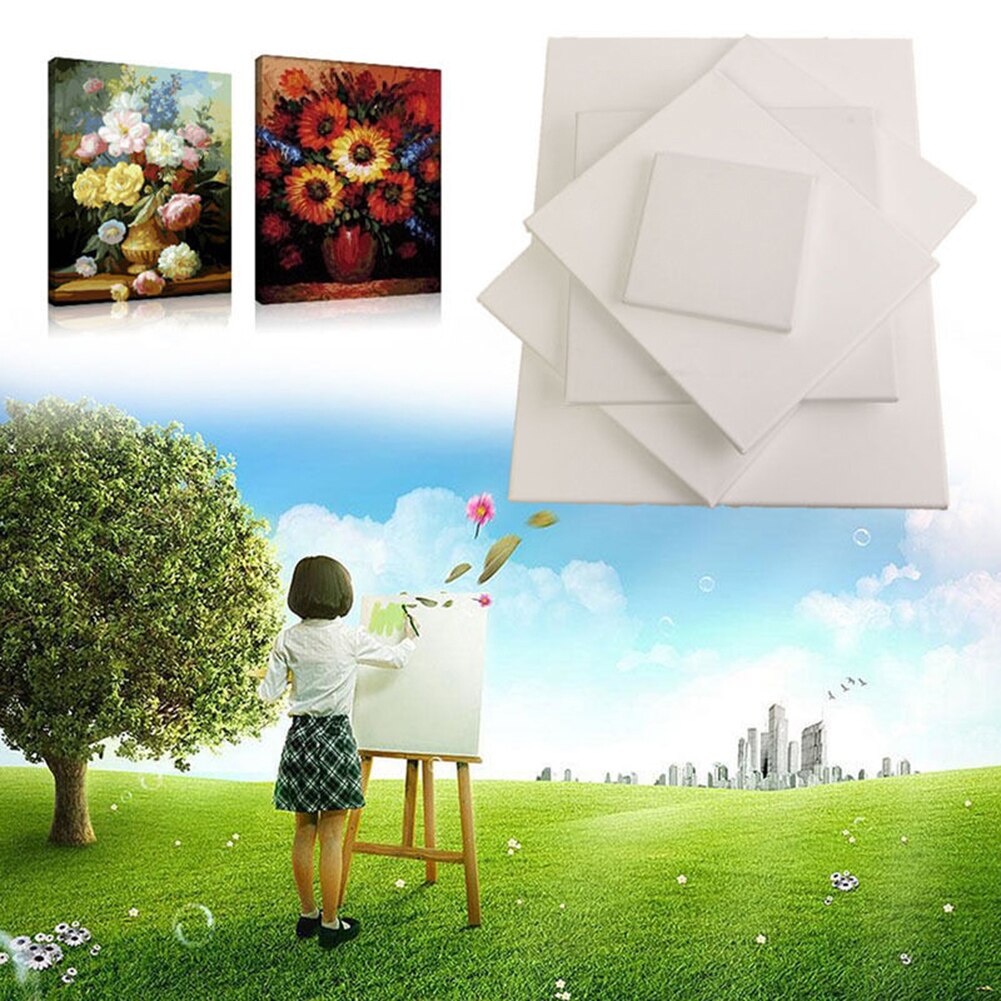 Rectangle White Blank Rectangle Canvas Board Wooden Frame Art Artist Oil Acrylic Paints Home Decoration Durable Canvas + Wood
