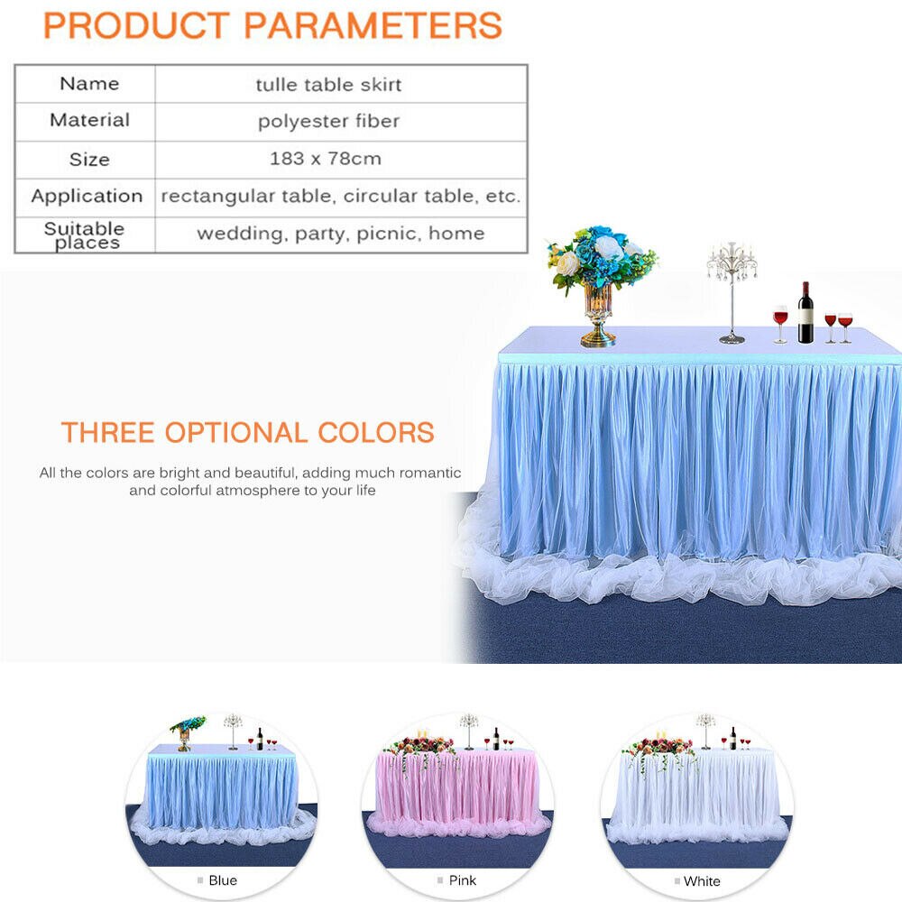 Wedding Tulle Tutu Table Skirt Party Birthday Baby Shower Decor