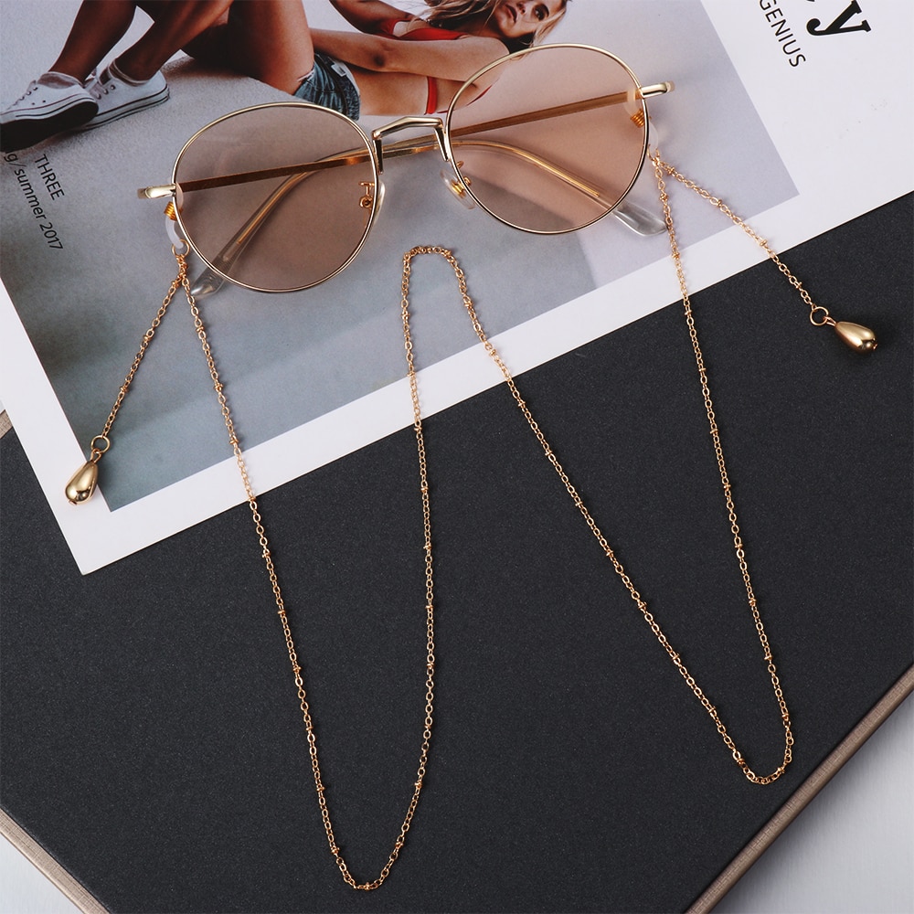 1PC Women Pearls Sunglasses Chains Gold Eyeglasses Chains Sunglasses Holder Necklace Eyewear Retainer Accessories