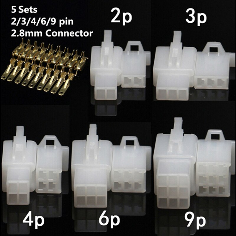 5set 2.8mm male and female mating 2/3/4/6/9 pin connector connector plug terminal for bicycle auto motorcycle